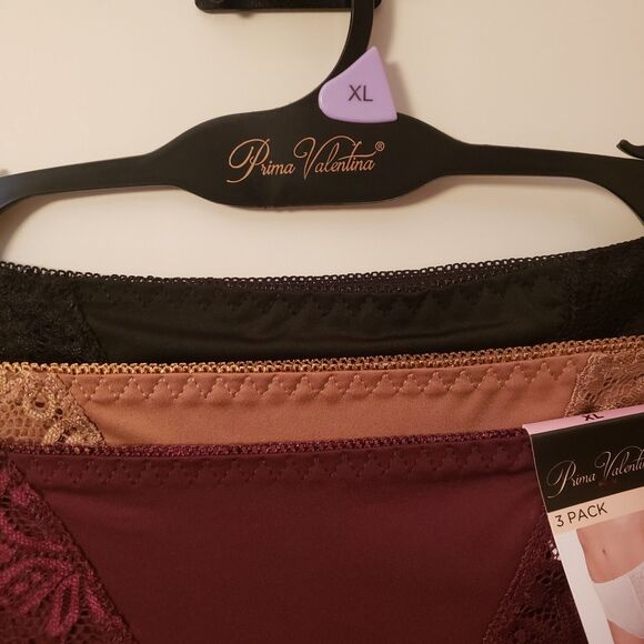Women’s Prima Valentina Intimates Set of 3 Multicolor Lace Brief Panties XL NWT - Picture 4 of 8